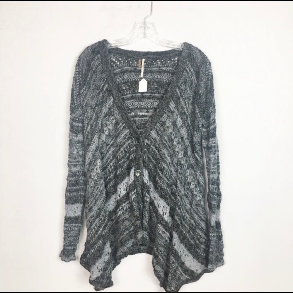 Free people oversized button up cardigan grey M
